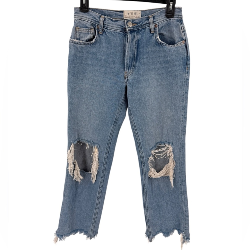 WE THE FREE Light Wash Distressed High Waist Straight Leg Denim jeans Women 24